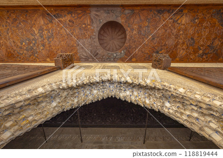 Arabic interiors of Nasrid Palace, Alhambra palace comple, Generalife and Albayzin, UNESCO site, Granada, Andalusia, Spain 118819444