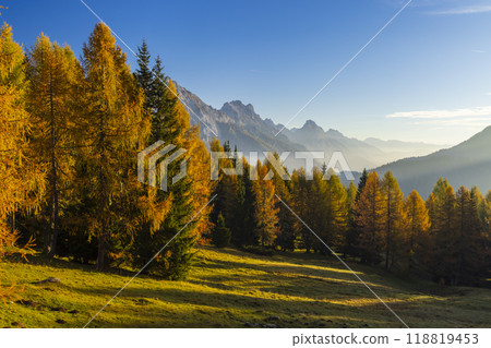 Landscape near Sella di Razzo and Sella di Rioda pass, Carnic Alps, Friuli-Venezia Giulia, Italy Landscape near Sella di Razzo and Sella di Rioda pass, Carnic Alps, Friuli-Venezia Giulia, Italy 118819453