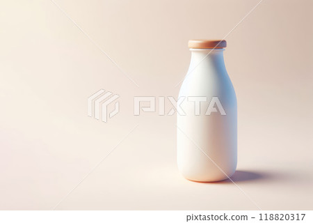 A bottle of milk on a clean background. Space for text. 118820317