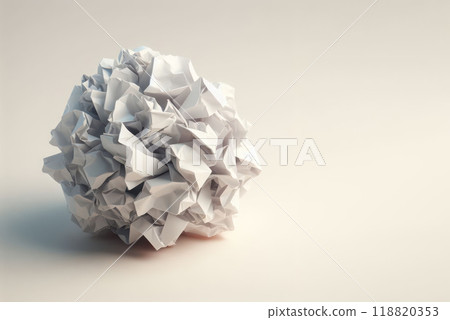 A shaken lump of paper on a clean background. Space for text. A shaken lump of paper on a clean background. Space for text. 118820353