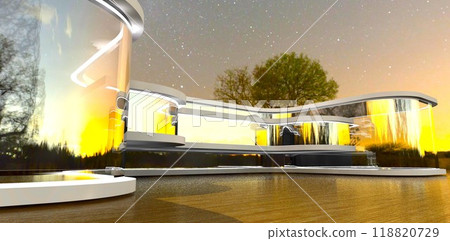 A masterpiece of modern architectural art. An exclusive boutique hotel in Singapore. 3D rendering. A masterpiece of modern architectural art. An exclusive boutique hotel in Singapore. 3D rendering. 118820729