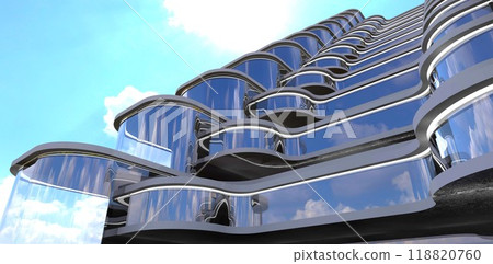 Stepped exterior of a prestigious building with a glass facade in New Orleans. 3D rendering. 118820760