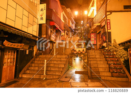 Gunma Prefecture, Shibukawa City, Ikaho Onsen, Stone Steps Street in the Rain Gunma Prefecture, Shibukawa City, Ikaho Onsen, Stone Steps Street in the Rain 118820889