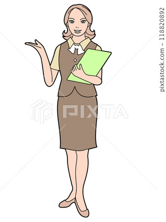 20-3 Office lady holding a file and showing you around 118820892