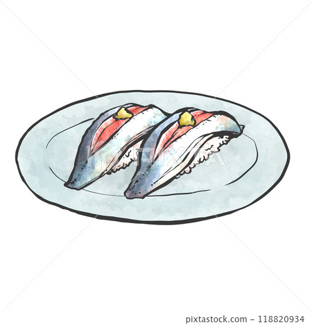 一把沙丁魚的手繪畫筆繪畫風格插圖 118820934