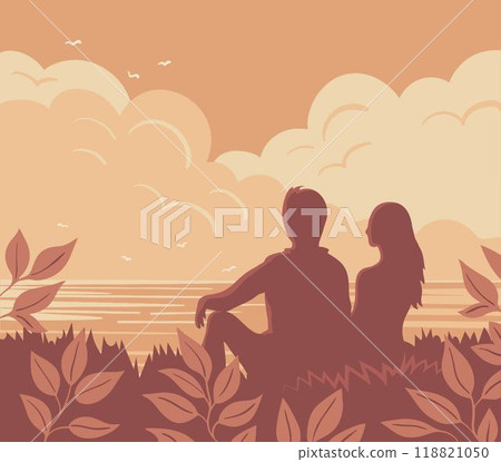 Young couple on the seashore. 118821050