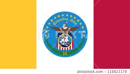 Flag of the city of Columbus, Ohio, USA, original colors and proportions. Illustration 118821178