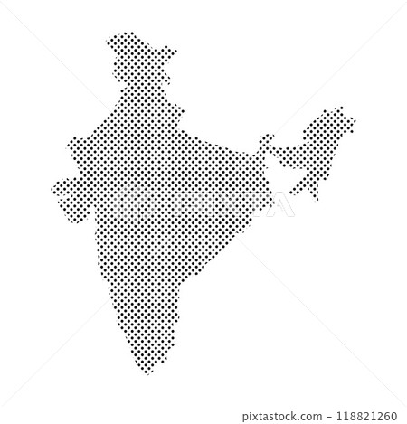 Black Halftone Dotted India Map Illustration - Vector illustration Black Halftone Dotted India Map Illustration - Vector illustration 118821260
