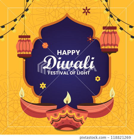 Traditional diwali festival social media post.Vector illustration 118821269