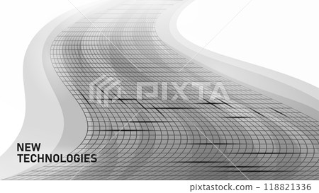 Cyber tunnel time jump sci-fi concept. 3D speed movement mesh grid digital cyber abstract movement. Geometric circle future transformation vortex vector illustration Cyber tunnel time jump sci-fi concept. 3D speed movement mesh grid digital cyber abstract movement. Geometric circle future transformation vortex vector illustration 118821336