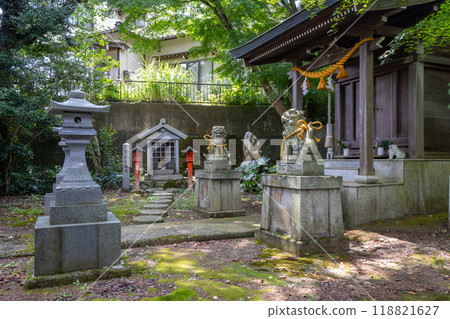 Shimenawa and shide at small shrine, Kanazawa, Japan 118821627