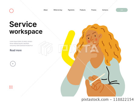 Creative Workspace: Video Conference, modern flat vector concept illustration of person engaging in virtual business meeting Connectivity, collaboration, digital interaction, remote work, productivity 118822154