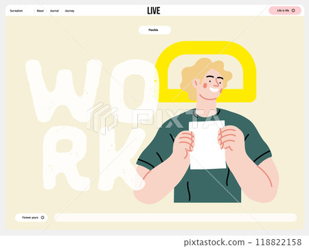Creative Workspace: Video Conference, modern flat vector concept illustration of person engaging in virtual business meeting Connectivity, collaboration, digital interaction, remote work, productivity 118822158