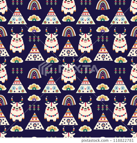 bright deer on a dark background. seamless pattern 118822781