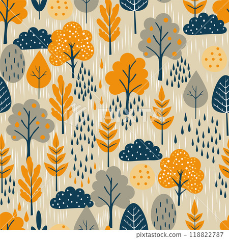 autumn rain in the forest. seamless pattern 118822787