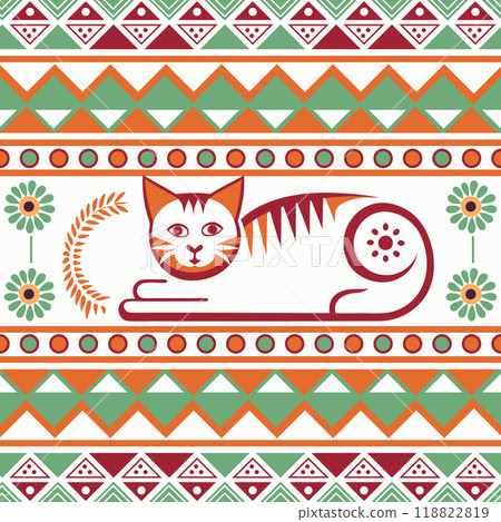 cat on a white background border. seamless pattern cat on a white background border. seamless pattern 118822819
