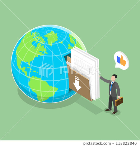 3D Isometric Flat Vector Illustration of Digital Data Management, File Transfer 118822840