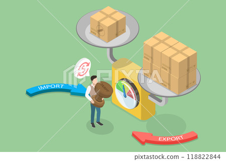3D Isometric Flat Vector Illustration of Import And Export Taxes, Export-import Management 3D Isometric Flat Vector Illustration of Import And Export Taxes, Export-import Management 118822844