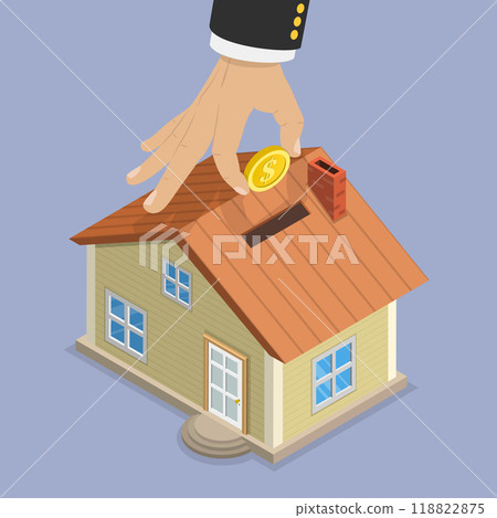 3D Isometric Flat Vector Illustration of Property Investment, Buying a New Property 118822875
