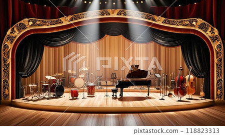 Stage with musical instruments 118823313