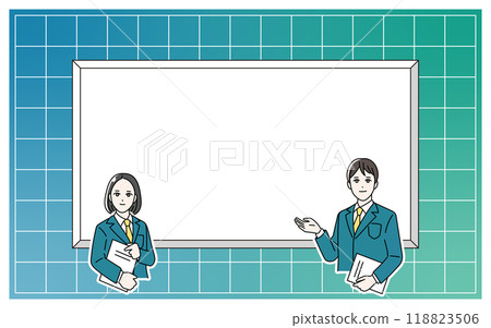 Illustration of a student giving a guide Banner 118823506