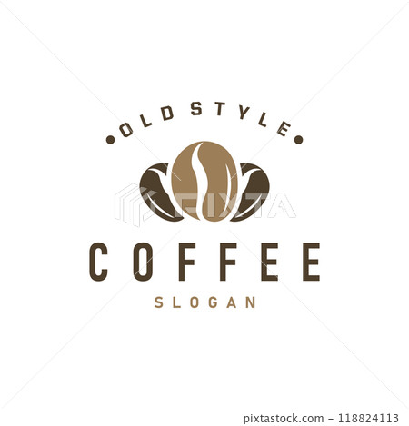 vintage retro design logo coffee bean drink simple concept illustration template 118824113