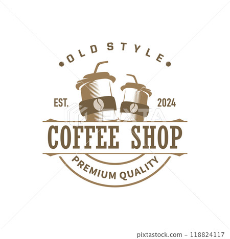 vintage retro design logo coffee bean drink simple concept illustration template 118824117
