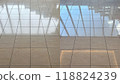 Before and after, polishing an old interior natural marble floor 118824239