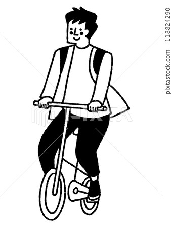 A man wearing a jacket and riding a bicycle_2 A man wearing a jacket and riding a bicycle_2 118824290
