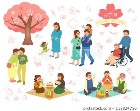 賞櫻花的人和裝飾套裝 118824756