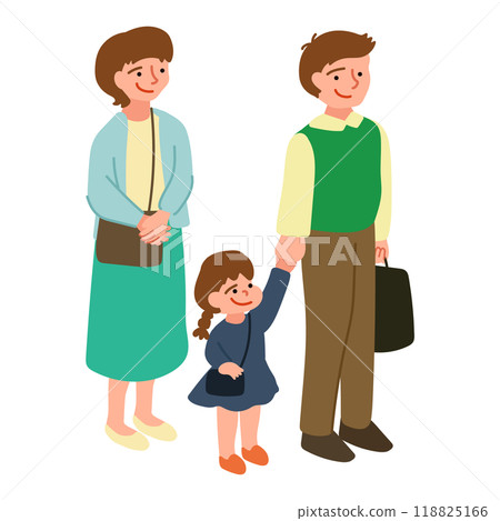 Illustration of a family of three going out 118825166