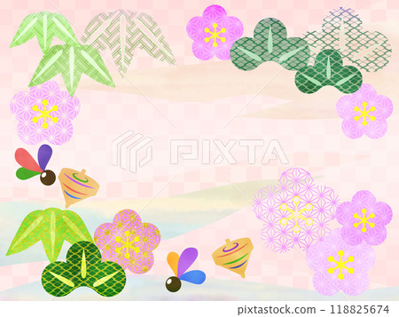 Japanese style pattern pine, bamboo and plum New Year background 118825674