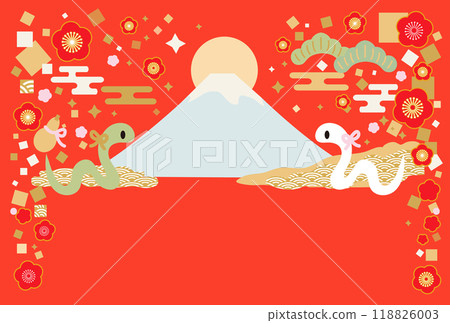 蛇和富士山圖水平的背景圖 蛇和富士山圖水平的背景圖 118826003