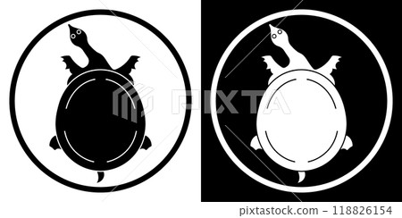 Vector illustration of a soft-shelled turtle in the style of a family crest. Vector illustration of a soft-shelled turtle in the style of a family crest. 118826154