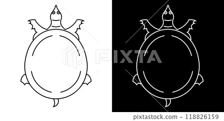 甲魚的簡單線條畫插圖。 甲魚的簡單線條畫插圖。 118826159