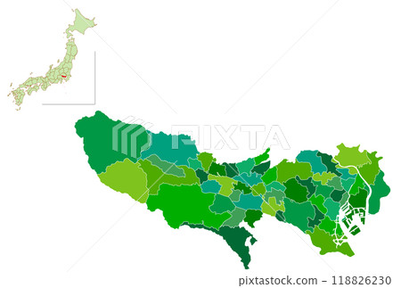 東京日本地圖綠色圖標 東京日本地圖綠色圖標 118826230