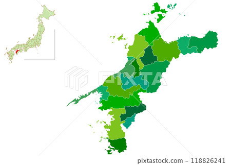 愛媛日本地圖綠色圖標 愛媛日本地圖綠色圖標 118826241