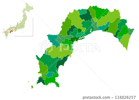 Kochi Japan map green icon Kochi Japan map green icon 118826257