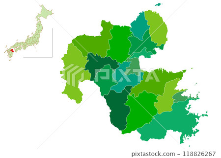 大分縣日本地圖綠色圖標 118826267