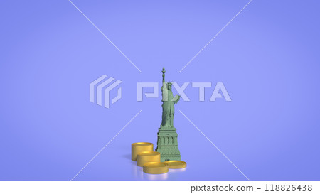 The statue of liberty and coins for business concept 3d rendering. The statue of liberty and coins for business concept 3d rendering. 118826438
