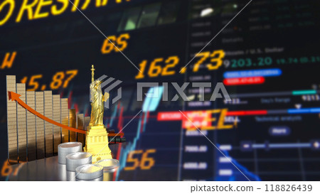 The statue of liberty and coins for business concept 3d rendering. The statue of liberty and coins for business concept 3d rendering. 118826439
