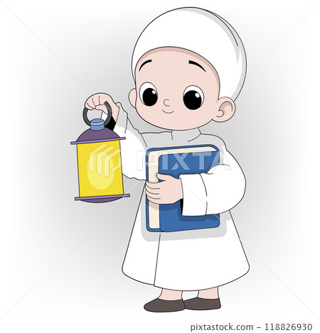 muslim boy goes to place of worship carrying holy book 118826930