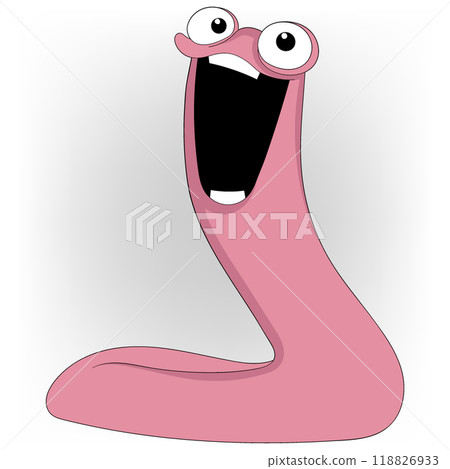 pink worm face looking up laughing arrogantly pink worm face looking up laughing arrogantly 118826933