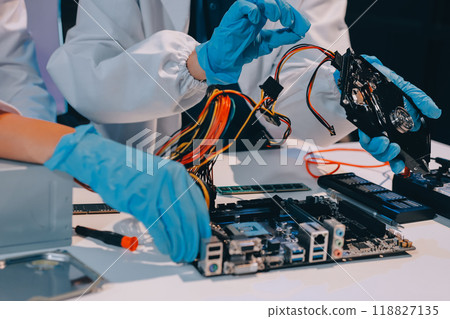 Electronics technician, electronic engineering electronic repair, electronics measuring and testing, repair and maintenance concepts. 118827135