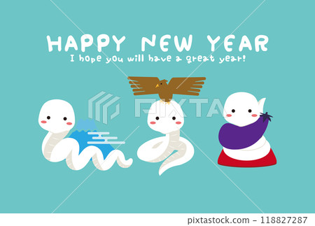 Happy New Year First Dream White Snake Background Emerald Green 118827287