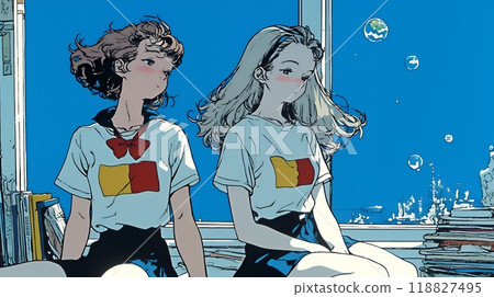 School refusal: A high school girl who is worried about not wanting to go to school 118827495