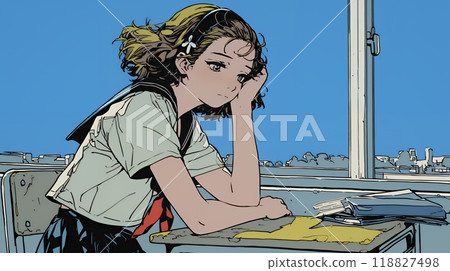 拒絕上學：擔心不想上學的女高中生 118827498