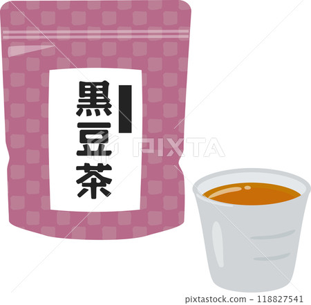 一袋黑豆茶和茶杯裡的茶 一袋黑豆茶和茶杯裡的茶 118827541