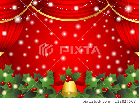 Christmas background, stage curtain, cute, red, illustration, horizontal, gorgeous 118827568