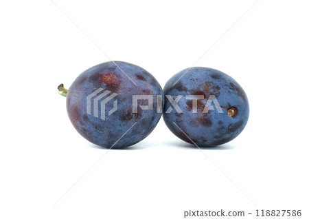 Fresh plums isolated on white background showcasing vibrant natural colors 118827586